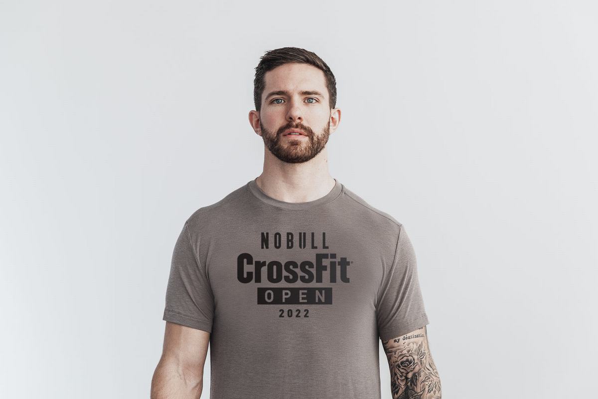 Nobull Crossfit Open® 2022 Men\'s T Shirts Light Brown | Australia (VG8961)